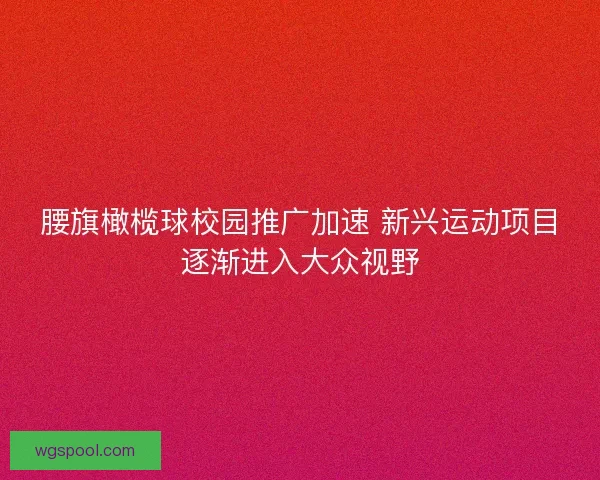 腰旗橄榄球校园推广加速 新兴运动项目逐渐进入大众视野